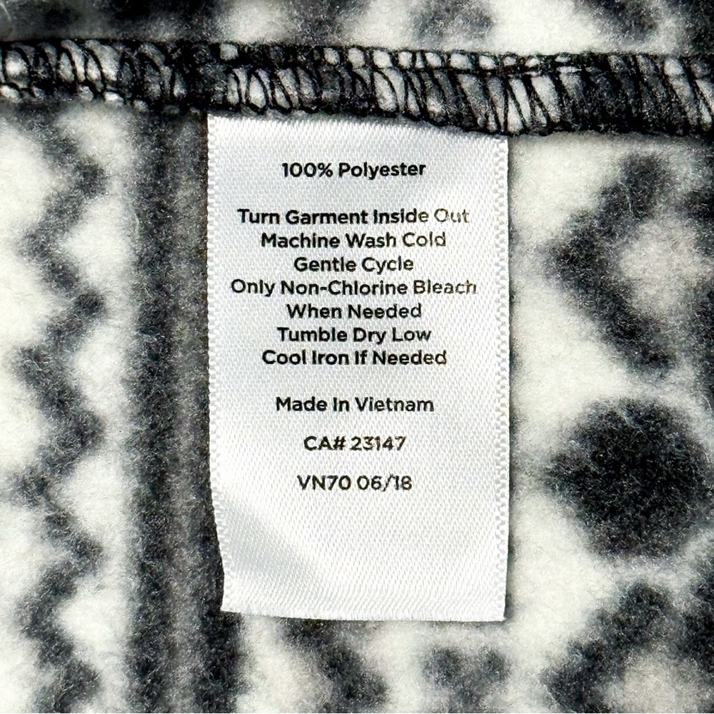 Talbots Womens 2X Black White Fair Isle Fleece Zip Jacket Geometric Nordic New - Picture 7 of 13